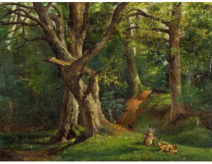 SO XII-337 Hubert von Herkomer - Zajíci v lese