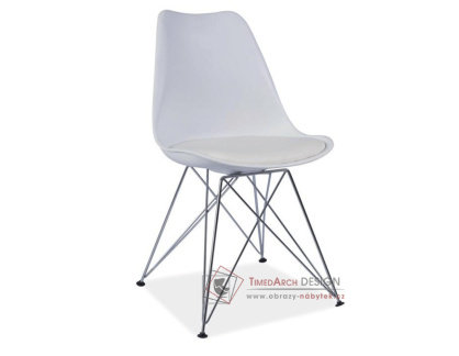 METAL 2 NEW, jídelní židle, chrom / plast + ekokůže bílá