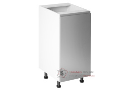 AURORA, dolní kuchyňská skříňka D40 - pravá, bílá / šedý lesk