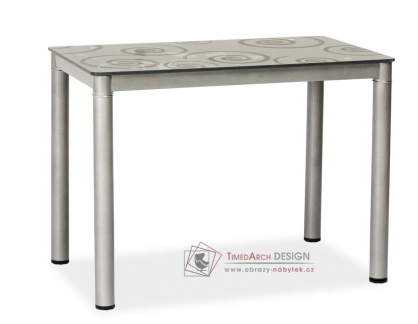 DAMAR 80x60, jídelní stůl, šedá / šedé sklo