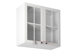 PROVANCE, horní 2-dveřová skříňka se sklem G80S, bílá / borovice andersen