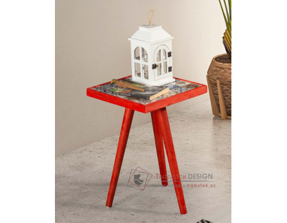 ESTRADA, konferenční stolek 32x32cm, červená / vzor