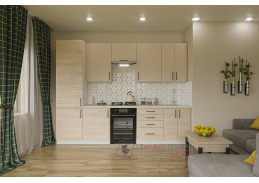 HORIZON, kuchyňská linka 280cm bílá / satin / light rockford hickory