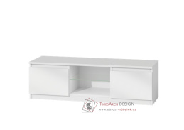 MALVÍNA, televizní stolek 2-dveřový 120cm, bílá / bílý lesk