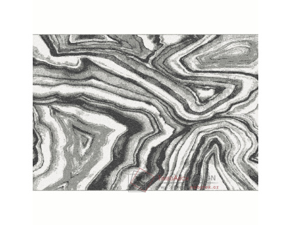 SINAN, koberec 133x190cm, bílá / černá / vzor