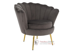 NOBLEO, čalouněné křeslo, gold chrom zlatý / látka šedohnědá