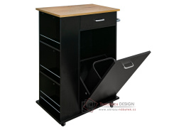 VASIN, výklopná skříňka s odpadkovým košem, černá / dub