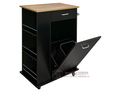 VASIN, výklopná skříňka s odpadkovým košem, černá / dub