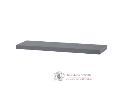 P-005 GREY, nástěnná polička 80cm, šedý lesk