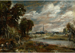 A-7509 John Constable - Katedrála v Salisbury od řeky Nadder