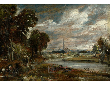 A-7509 John Constable - Katedrála v Salisbury od řeky Nadder