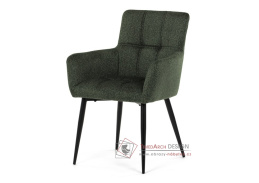DCH-P3146 GRN2, jídelní křeslo, černá / látka tmavě zelená