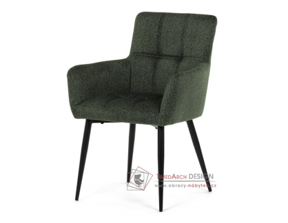 DCH-P3146 GRN2, jídelní křeslo, černá / látka tmavě zelená