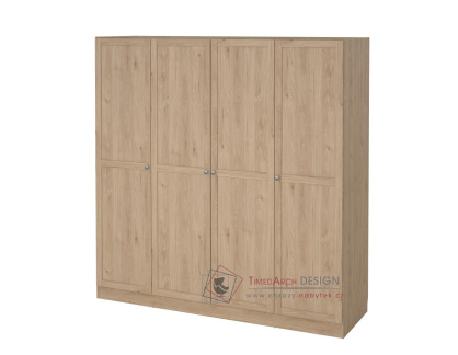 BIRGER 053, šatní skříň 4-dveřová 196cm, jackson hickory