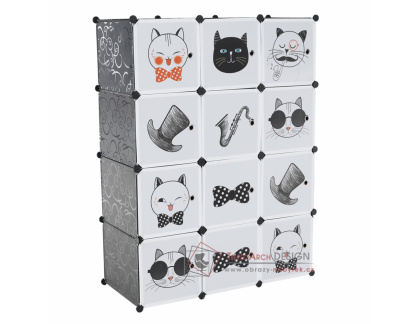 AVERON, dětská modulární skříň, šedá / dětský vzor