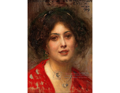 A-923 Eduard Veith - Portrét mladé ženy v červených šatech
