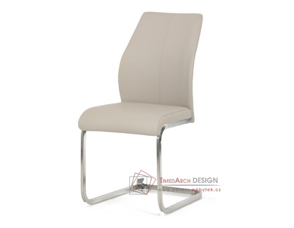 DCL-D1277 CRM, jídelní židle, broušený nerez / ekokůže krémová