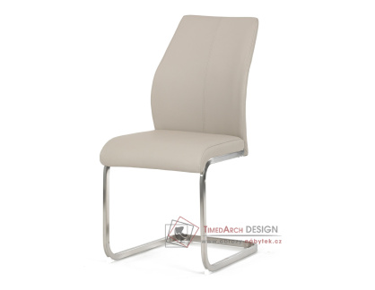 DCL-D1277 CRM, jídelní židle, broušený nerez / ekokůže krémová