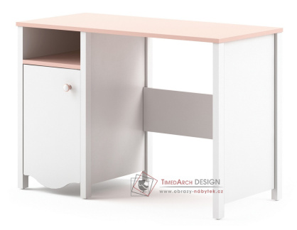 MIA MI-03, pracovní stůl 1D1S, bílá / růžová