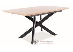 CAPITOL, jídelní stůl rozkládací 160-200x90cm, černá mat / dub