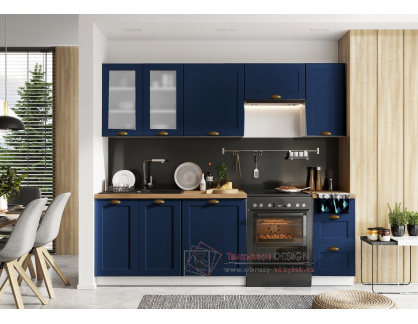 AGATA, kuchyně 240-180cm, bílá / tmavě modrá