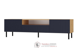 KARIS 160-L, televizí stolek 2-dveřový se zásuvkou, dub artisan / modrá