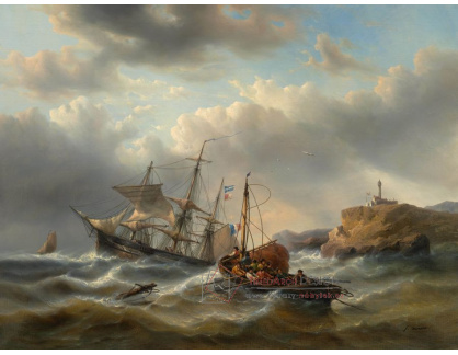 A-1690 Francois Musin - Plachetnice u pobřeží