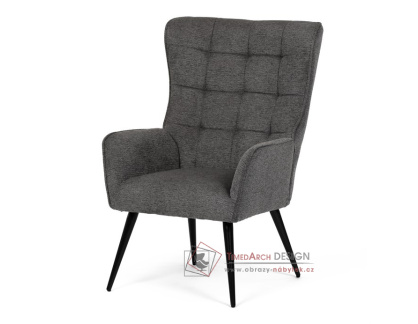 AK-315 GREY2, čalouněné křeslo, černá / látka šedá
