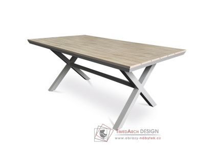 AZT-S1510 OAK, zahradní stůl 180x100cm, hliník / polywood světlý dub