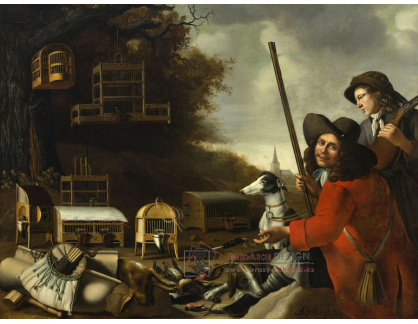 A-1641 Anthonie Leemans - Dva lovci se psy a trofejemi