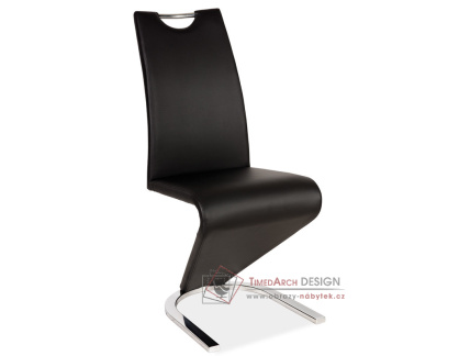 H-090, jídelní čalouněná židle, chrom / ekokůže černá