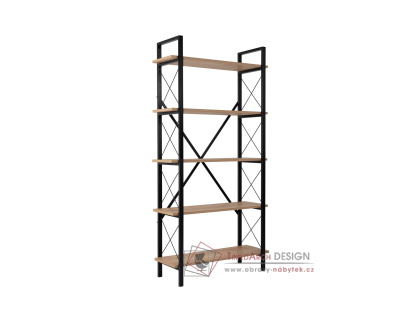 ELYSIAN, policový regál, černá / dub