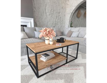 LENDAR, konferenční stolek 105x50cm, černá / borovice