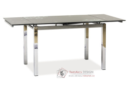 GD-017, jídelní stůl rozkládací, chrom / šedé sklo