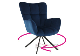 KOMODO, designové otočné křeslo, černá / látka velvet modrá