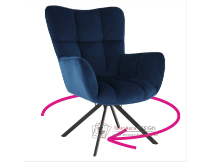 KOMODO, designové otočné křeslo, černá / látka velvet modrá
