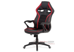 KA-G406 RED, kancelářská židle, ekokůže černá / látka červená mesh
