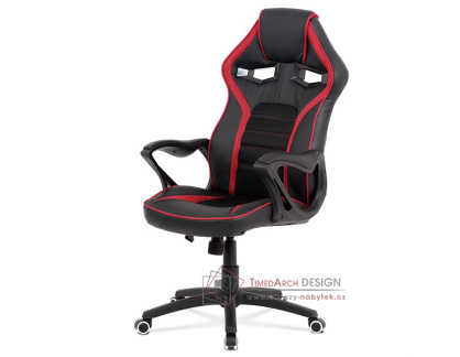 KA-G406 RED, kancelářská židle, ekokůže černá / látka červená mesh