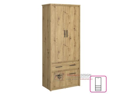 AIRON, skříň 4-dveřová se zásuvkou 70cm, dub artisan