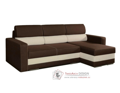 RIMINI, rohová sedačka, látky Inari 28 tmavě hnědá / Inari 22 béžová