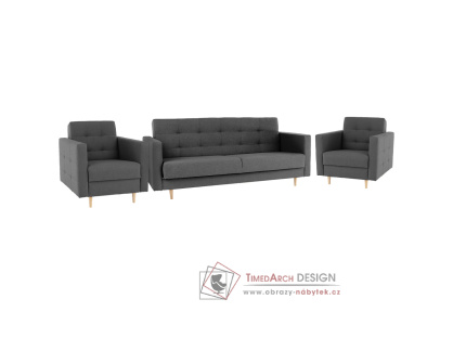 AMEDIA, sedací souprava 3+1+1, látka Norn tmavě šedá