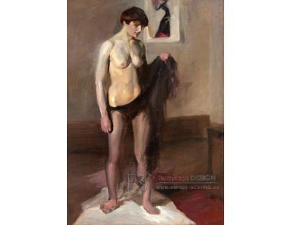 A-6154 Georges Kars - Stojící ženský akt s drapérií