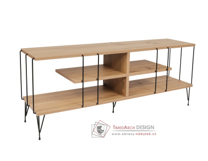 EZE, televizní stolek policový, černá / dub