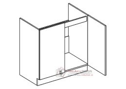 GOBI, dolní skříňka 2-dveřová pod dřez D80ZL, šedý popel / dub sonoma
