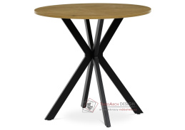 HT-F4108 OAK, jídelní stůl pr. 80cm, černá / dub divoký