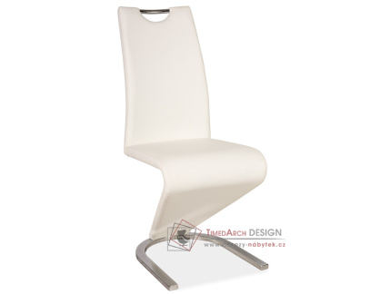 H-090, jídelní čalouněná židle, chrom / ekokůže bílá
