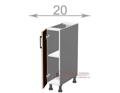 dolní skříňka š.20, v.82, Modena L2082F, bílá/artwood