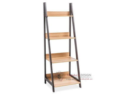 MATIS A, policový regál, tmavě hnědá / dub