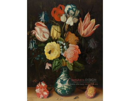 A-4510 Balthasar van der Ast - Zátiší s tulipány, růžemi a karafiáty v porcelánové váze Wan Li