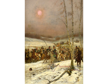 KO II-124 Edouard Detaille - Kozáci napadají čestnou stráž během Napoleonova tažení do Ruska